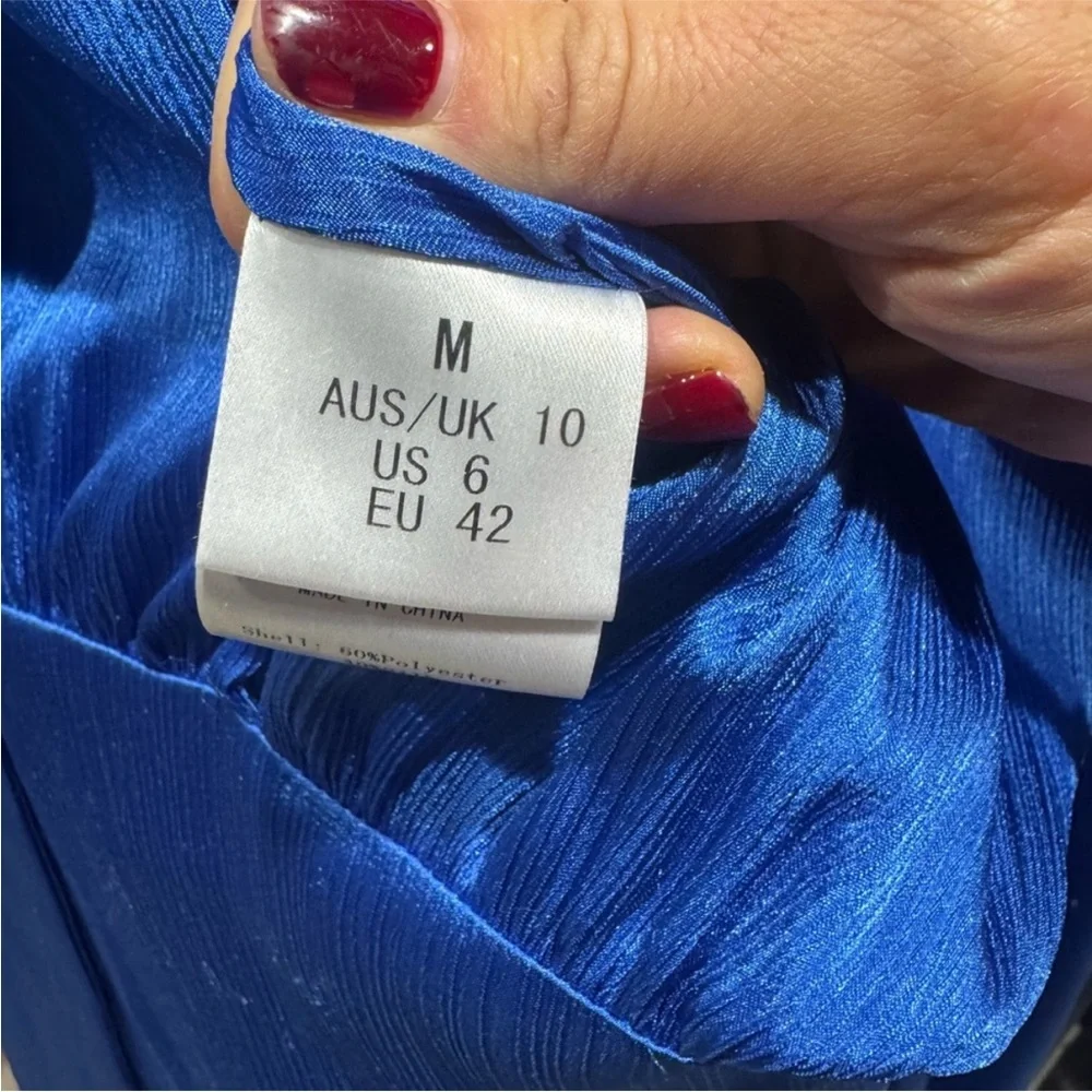 Bronx and Bonco Elegant Blue V-Neck Long Sleeve Maxi Dress with Belt - Picture 7 of 7